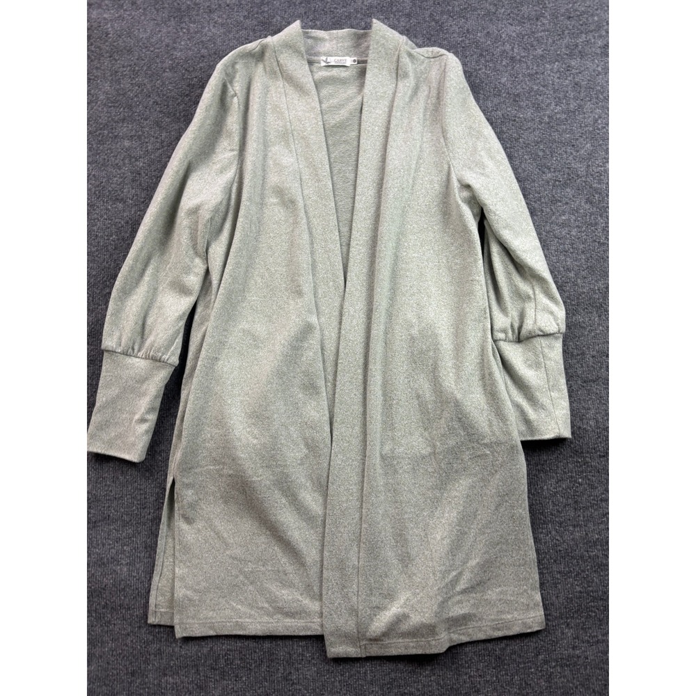 Carve Designs Cardigan Womens Large Green Open Front Longline Puff Sleeve Pocket